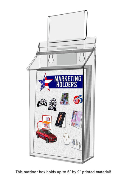 Six Inch Wide by Nine Inches High Post Card Box Vehicle Holder with literature and attached window hook