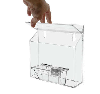 Seven Inch Wide Literature Outdoor Holder Document Adbox for Business Card lid opening action