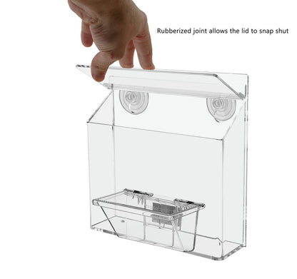 outdoor brochure holder with suction cups and box for a set of business cards with open lid