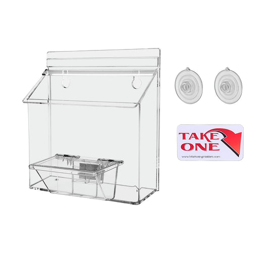 outdoor brochure holder with suction cups and box take one sticker