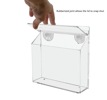 outdoor brochure holder with suction cups with a take a card sticker with a hand holding lid open