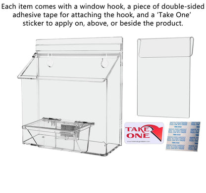 Seven and a half inch wide by five and a half inches high Holder with Lid and Window Hook empty