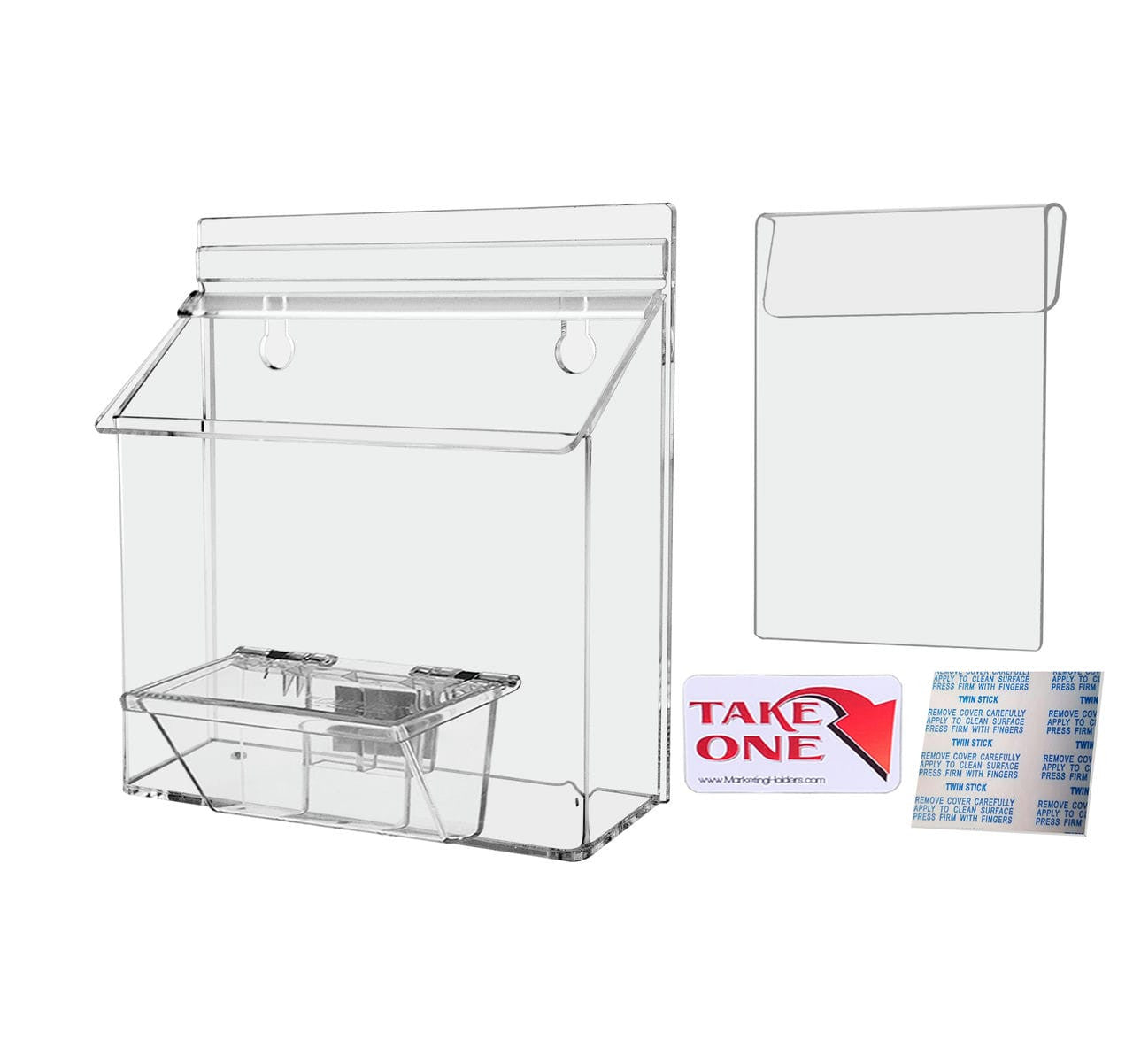 Seven and a half inch wide by five and a half inches high Holder with Lid and Window Hook