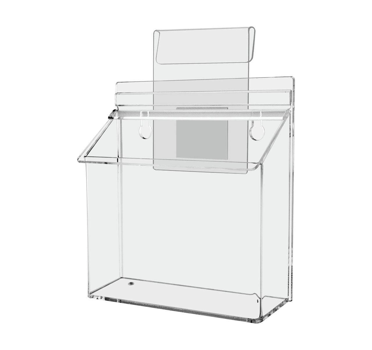 Seven and a half inch wide by five and a half inches high Vehicle Brochure Holder with Lid and Window Hook