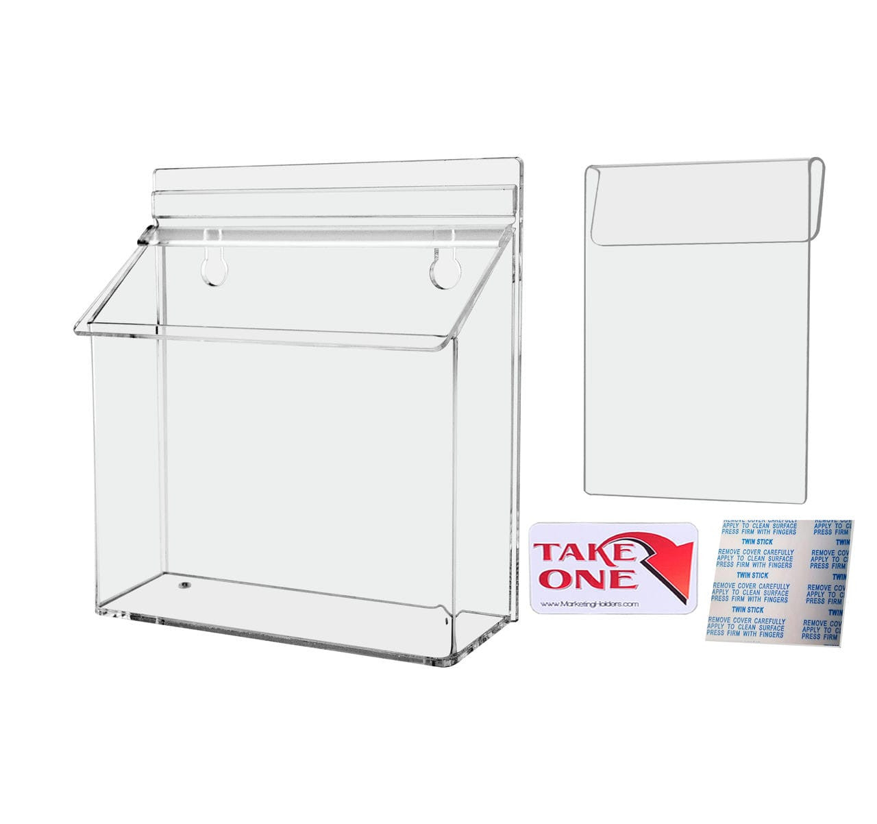 Seven and a half inch wide by five and a half inches high Vehicle Brochure Holder with Lid and Window Hook