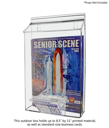 8.5"W x 11"H Outdoor Flyer Holder Wall Brochure Bin with Card Box