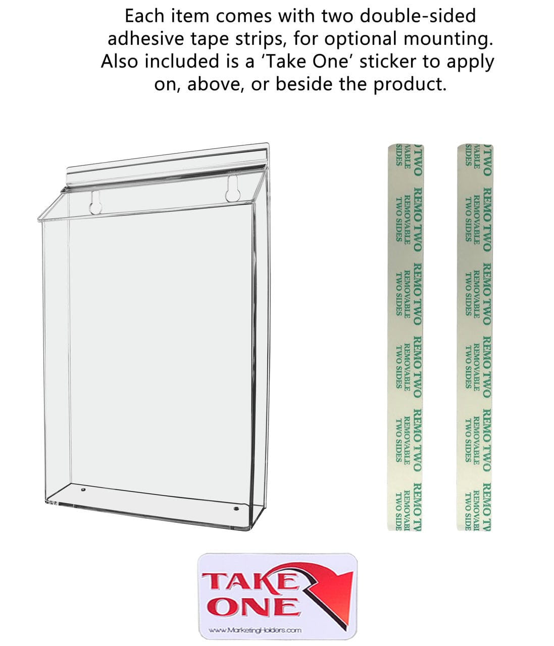 Eight and a half Document Display Literature Outdoor Magazine Holder with tape and sticker