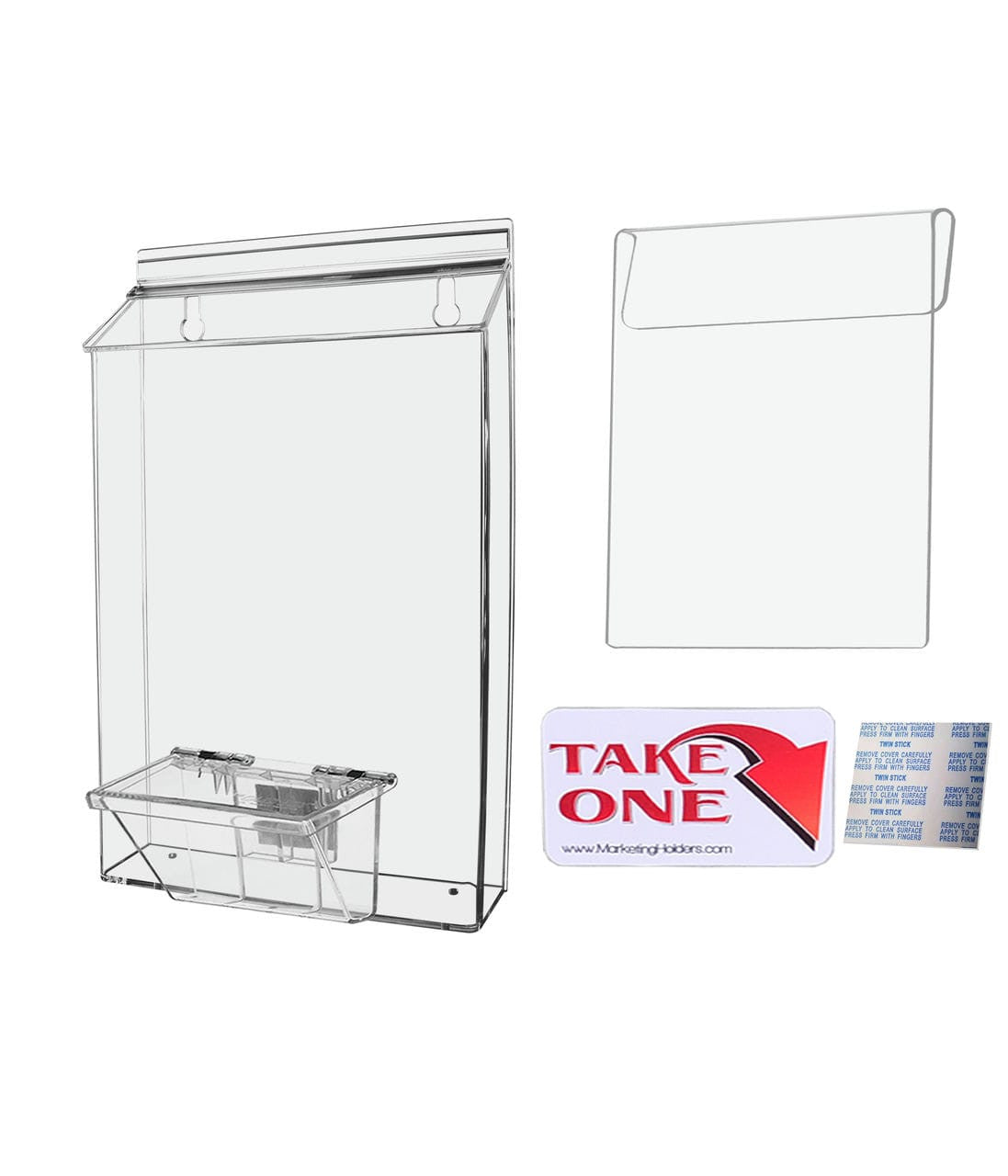 Eight and a half inch wide by eleven and three quarters inches high Vehicle Brochure Holder with adhesive and window hook
