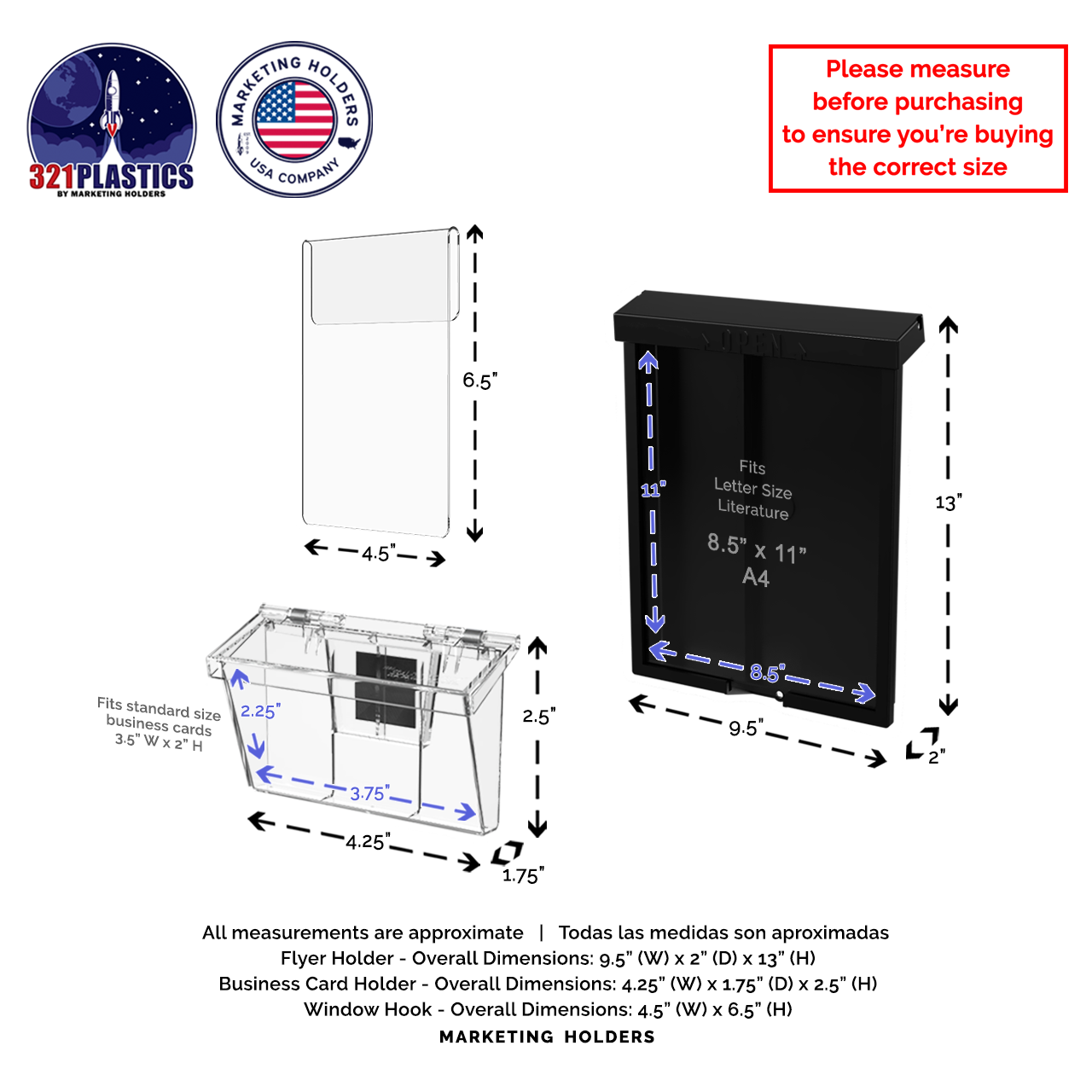 8.5"W x 11"H Outdoor Window Hook Catalog Holder with Card Box