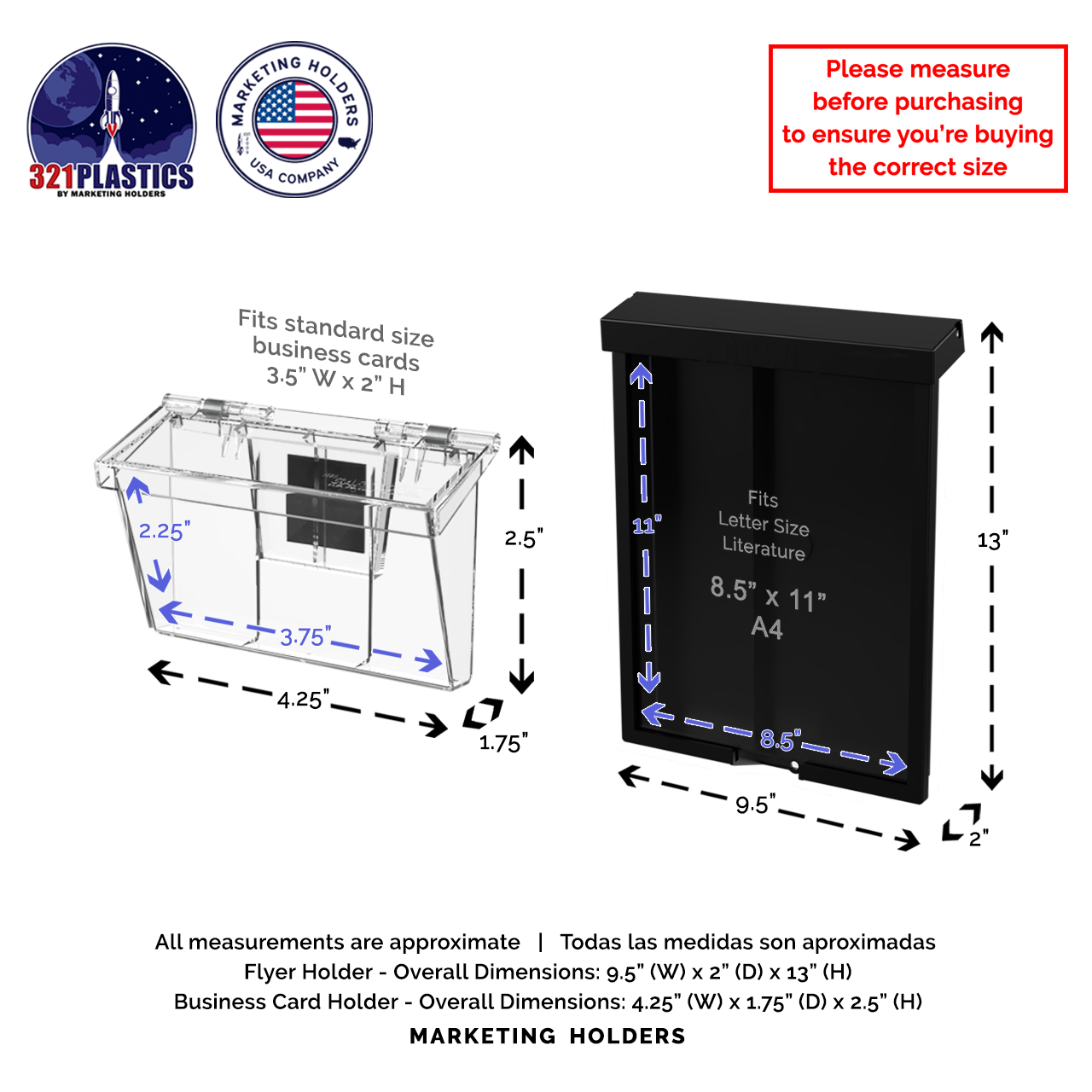 8.5"W x 11"H Outdoor Flyer Holder Wall Brochure Box with Card Bin