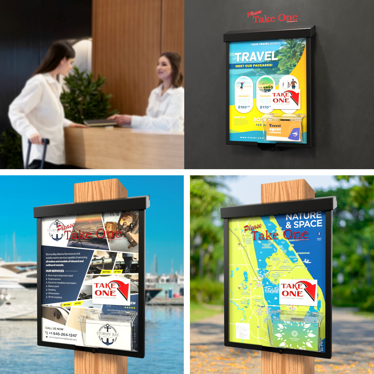 8.5"W x 11"H Outdoor Flyer Holder Wall Brochure Box with Card Bin