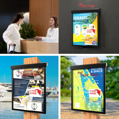8.5"W x 11"H Outdoor Flyer Holder Wall Brochure Box with Card Bin