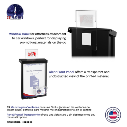 8.5"W x 11"H Outdoor Window Hook Catalog Holder with Card Box