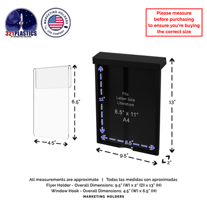 8.5"W x 11"H Outdoor Window Hook Catalog Holder Brochure Box