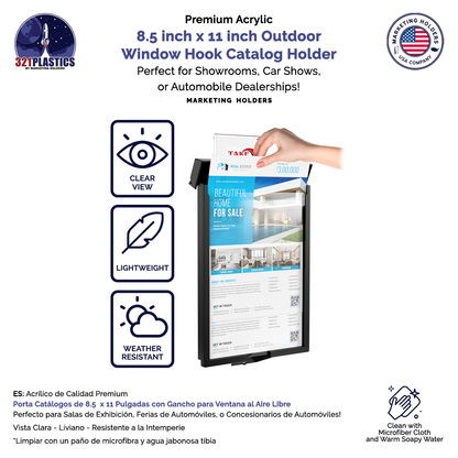 8.5"W x 11"H Outdoor Window Hook Catalog Holder Brochure Box
