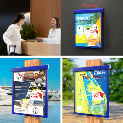 8.5"W x 11"H Outdoor Flyer Holder Wall Brochure Box with Card Bin