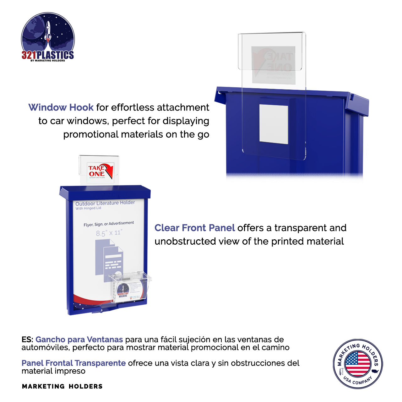 8.5"W x 11"H Outdoor Window Hook Catalog Holder with Card Box