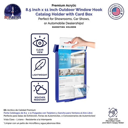 8.5"W x 11"H Outdoor Window Hook Catalog Holder with Card Box