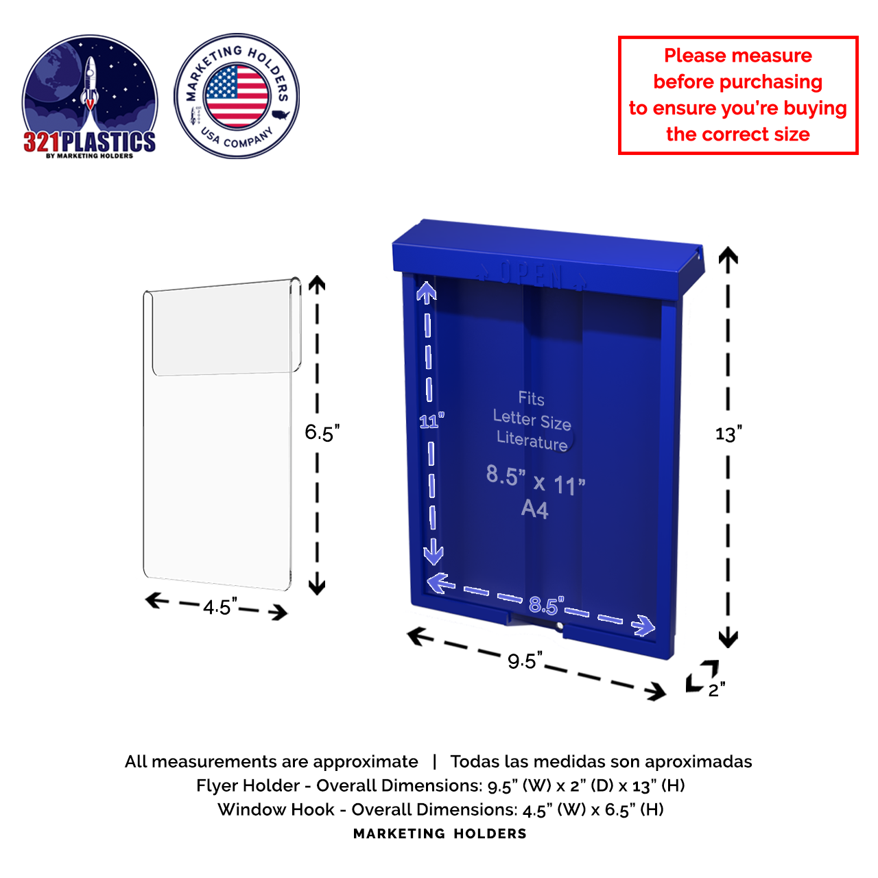 8.5"W x 11"H Outdoor Window Hook Catalog Holder Brochure Box