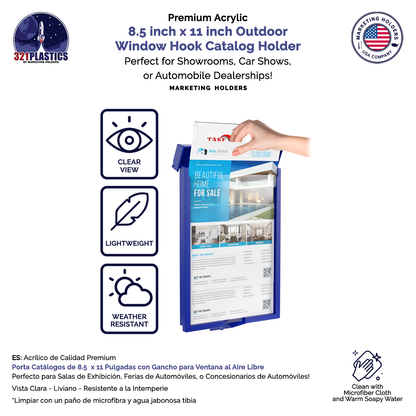 8.5"W x 11"H Outdoor Window Hook Catalog Holder Brochure Box