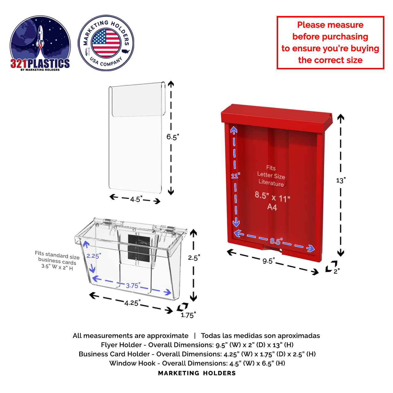 8.5"W x 11"H Outdoor Window Hook Catalog Holder with Card Box