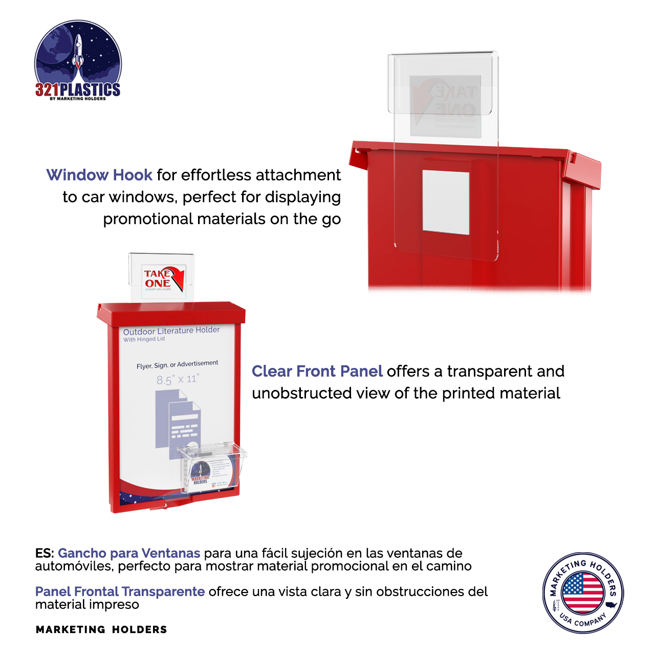 8.5"W x 11"H Outdoor Window Hook Catalog Holder with Card Box