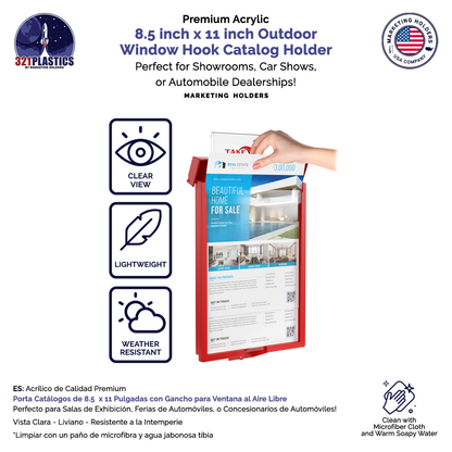 8.5"W x 11"H Outdoor Window Hook Catalog Holder Brochure Box