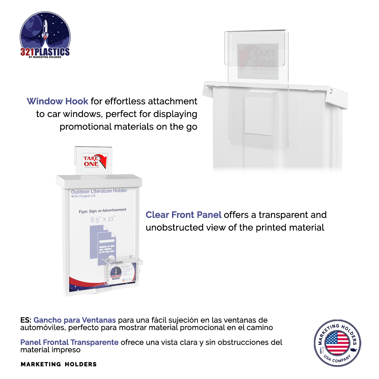 8.5"W x 11"H Outdoor Window Hook Catalog Holder with Card Box