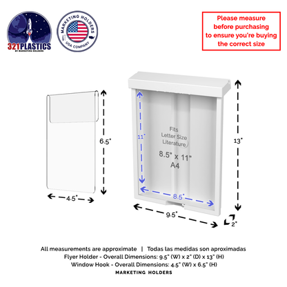 8.5"W x 11"H Outdoor Window Hook Catalog Holder Brochure Box