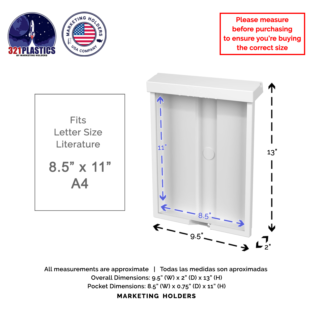 8.5"W x 11"H Outdoor Flyer Holder Wall Mount Brochure Box with Lid