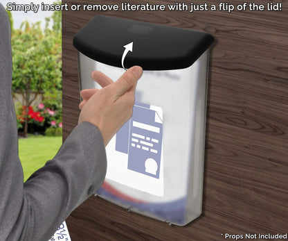 Eight and a half Magazine Display Outdoor Holder Clear with Black Lid Box