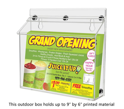 9"W x 6"H Magnetic Outdoor Brochure Holder Bifold Box with Lid