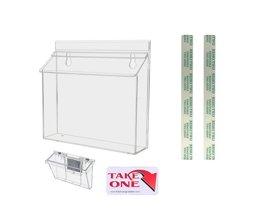 9"W x 6"H Outdoor Bifold Holder Wall Brochure Bin with Card Box