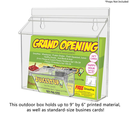9"W x 6"H Outdoor Bifold Holder Wall Brochure Bin with Card Box