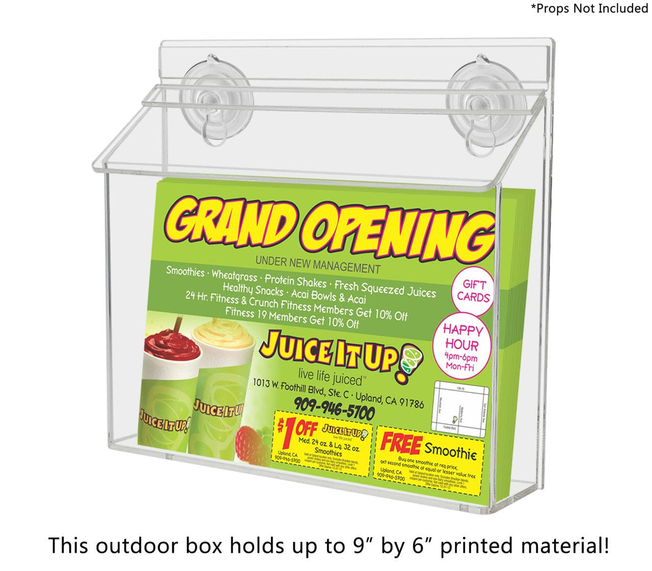 9"W x 6"H Suction Cup Outdoor Booklet Holder Window Mount