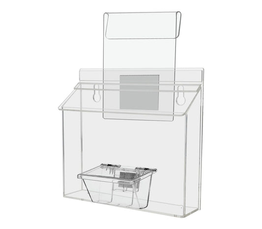 9"W x 6"H Outdoor Window Hook Brochure Holder with Card Box