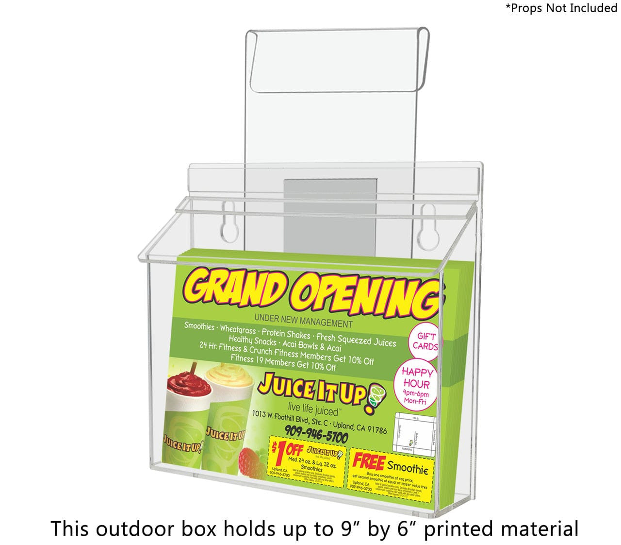 9"W x 6"H Outdoor Window Hook Bifold Holder Brochure Box