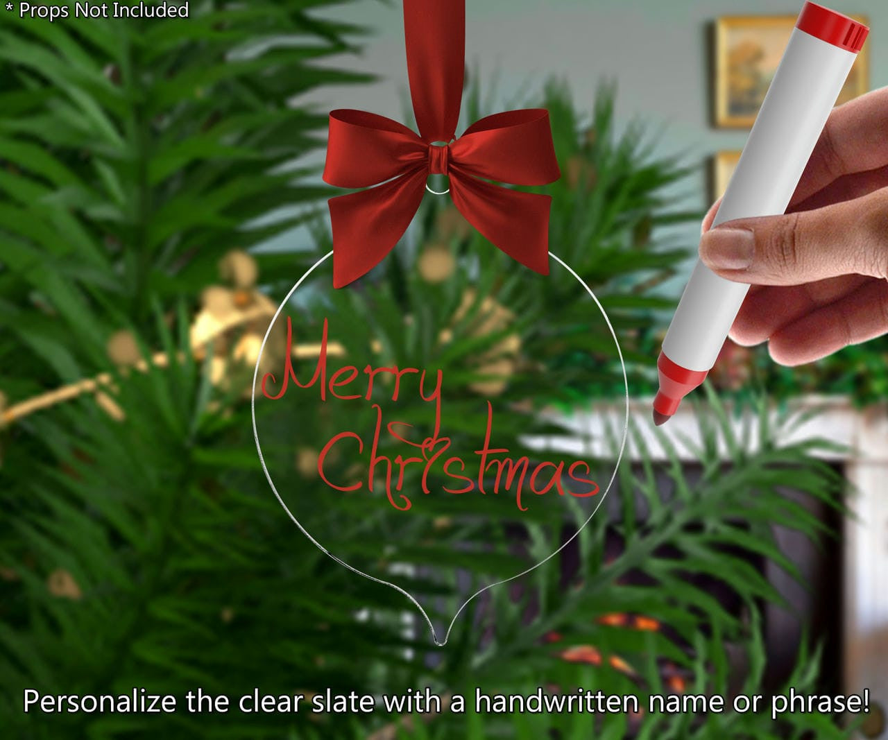 4"W Christmas Ornament Shape Flat Acrylic Decor Hole DIY 10 Pack