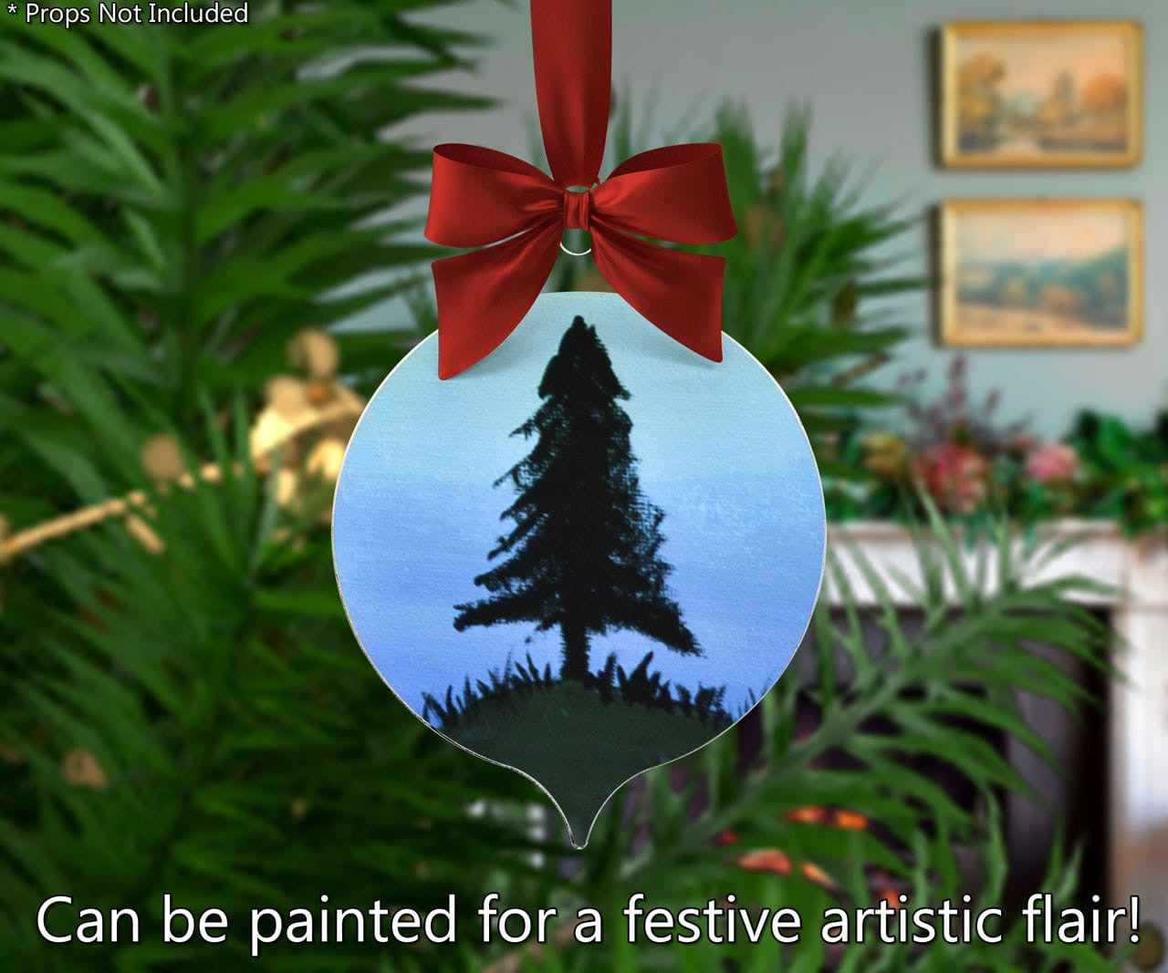 4"W Christmas Ornament Shape Flat Acrylic Decor Hole DIY 10 Pack