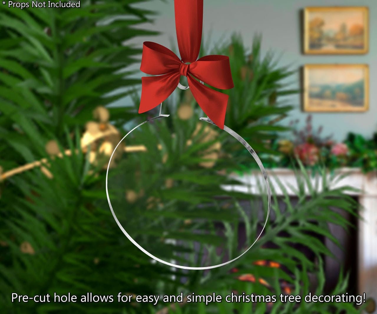 Ornament Shape Flat Acrylic Christmas Decor with Hole DIY 25 Pack