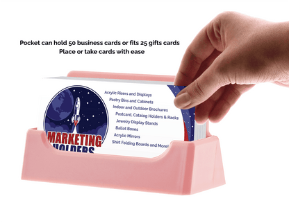 Light Pink Business Card Holder Pocket Countertop Display Stand