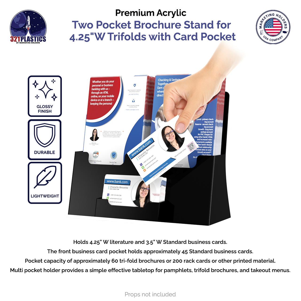 Black Plastic Double Brochure Bin