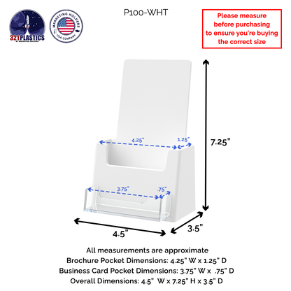 4.25"W Trifold Brochure Holder with Business Card Slot