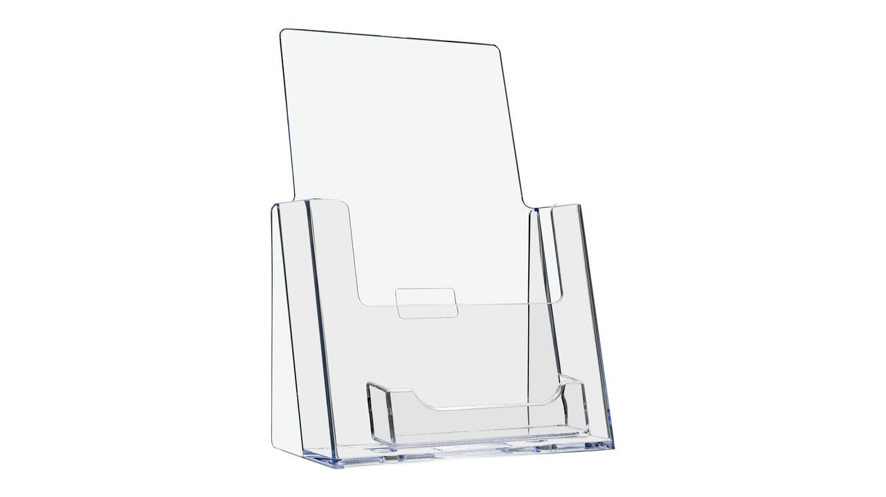 5.5"W Bifold Brochure Holder Display with Business Card Pocket