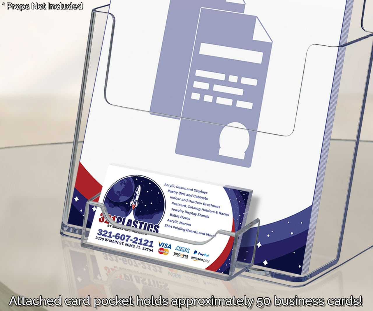 Bifold Brochure Holder with Gift Card Slot High Capacity Stand