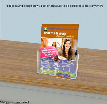 Brochure Holder for Trifolds and Flyers with Gift Card Pocket