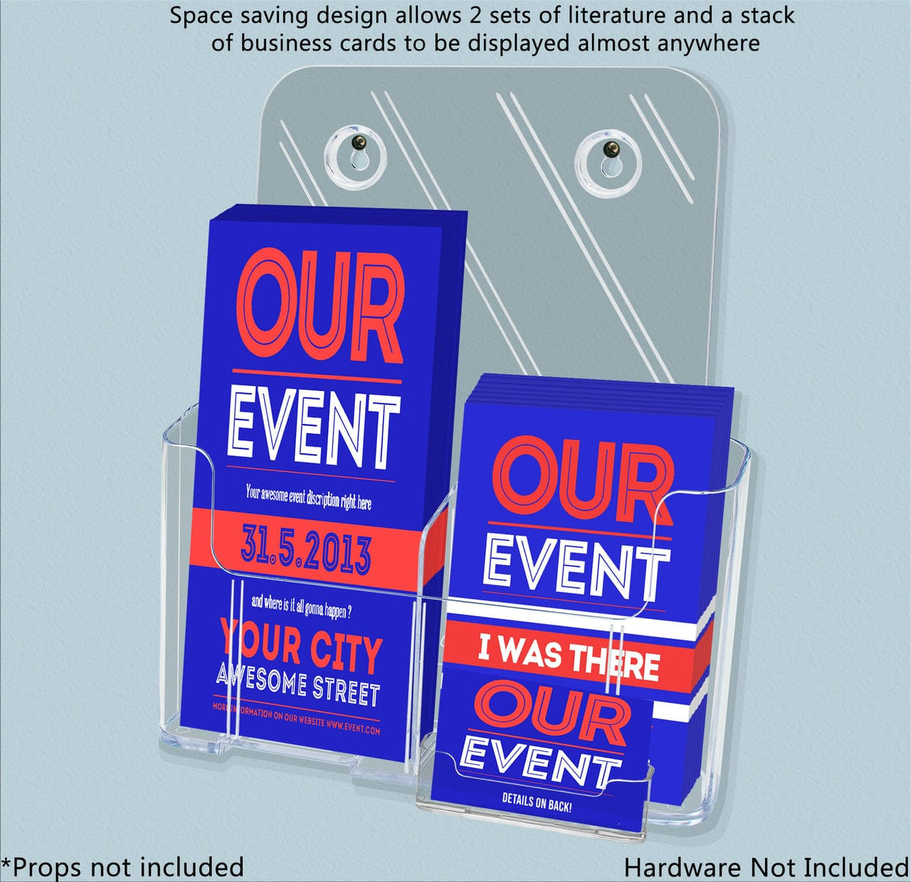 Brochure Holder for Trifolds and Flyers with Gift Card Pocket