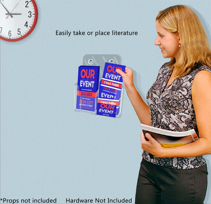 Brochure Holder for Trifolds and Flyers with Gift Card Pocket