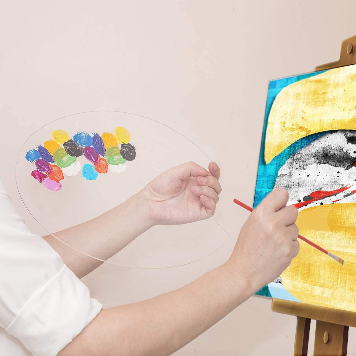 Acrylic Paint Palette 11"W Mixing Tray with Thumb Hole