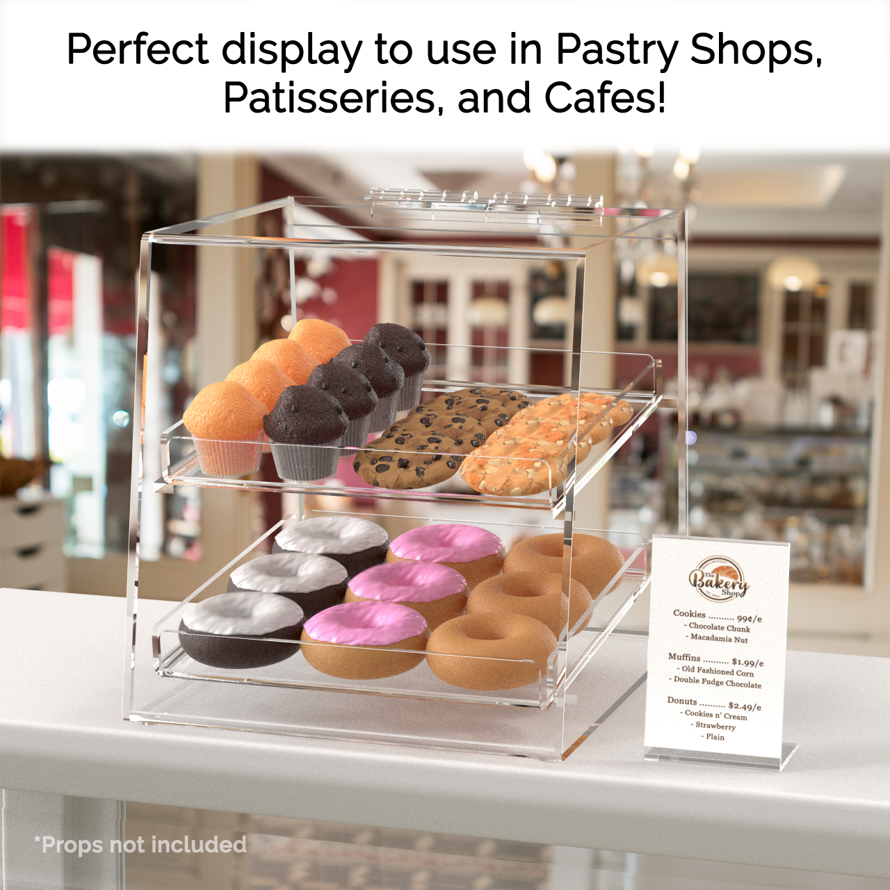Bakery Pastry Display Cabinet 10.25" x 11.5" x 11" with 2 Trays